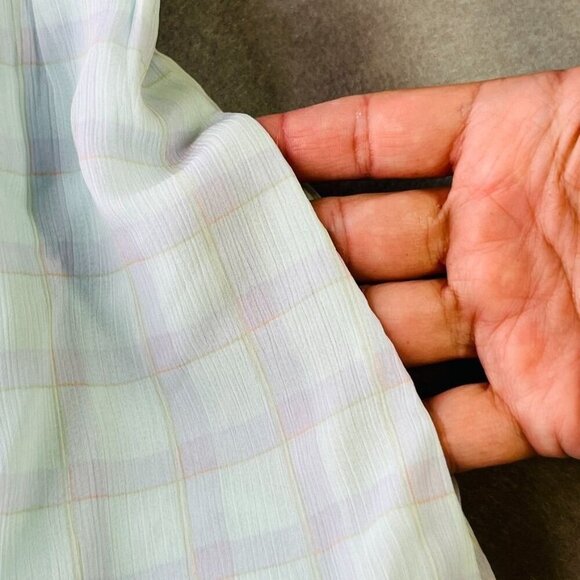 Emporio Armani Check Print Chiffon Dress US Size 2 Midi Length Blue - Picture 14 of 14